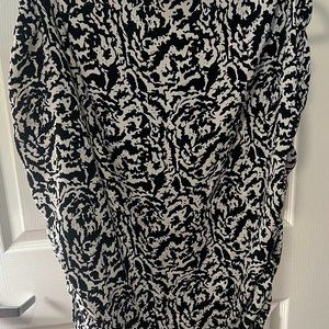 Nasty Gal Black and White Print Ruched Mini Skirt, US 14/UK 18